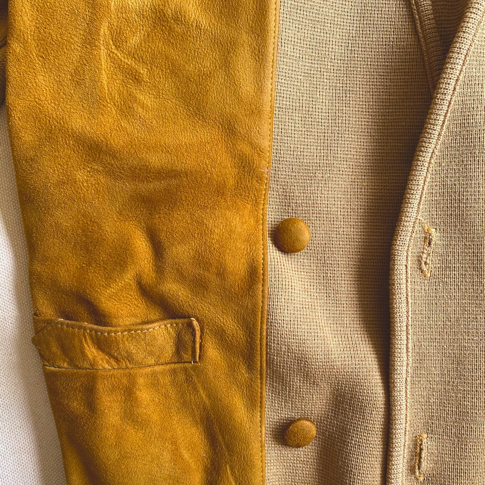 Vintage Leather & Knit Cardigan